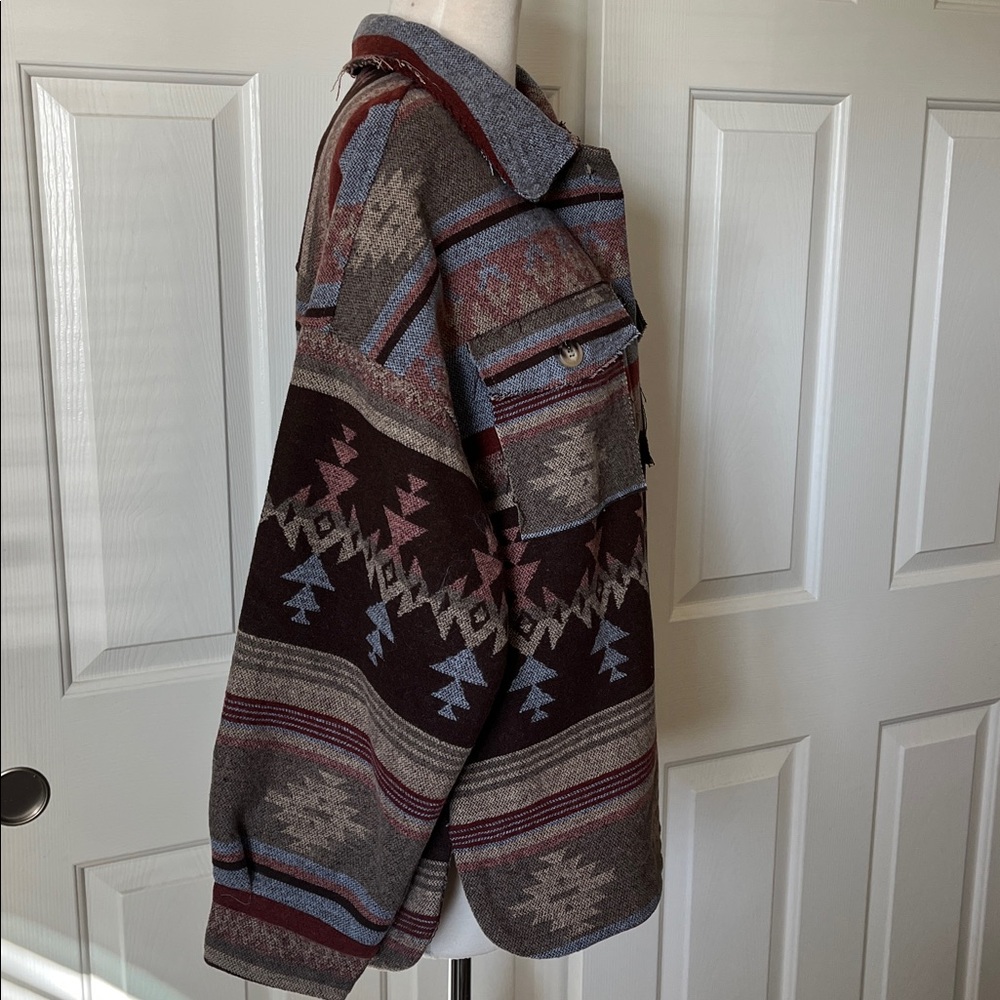New In Aztec Western Button Down Oversized Jacket - Picture 6 of 13